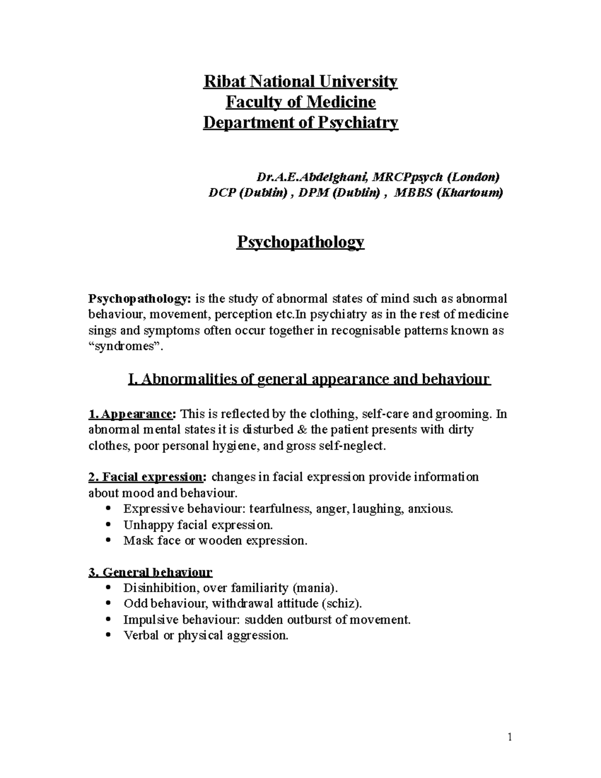 2-Psychopathology-Stud - Ribat National University Faculty of Medicine ...