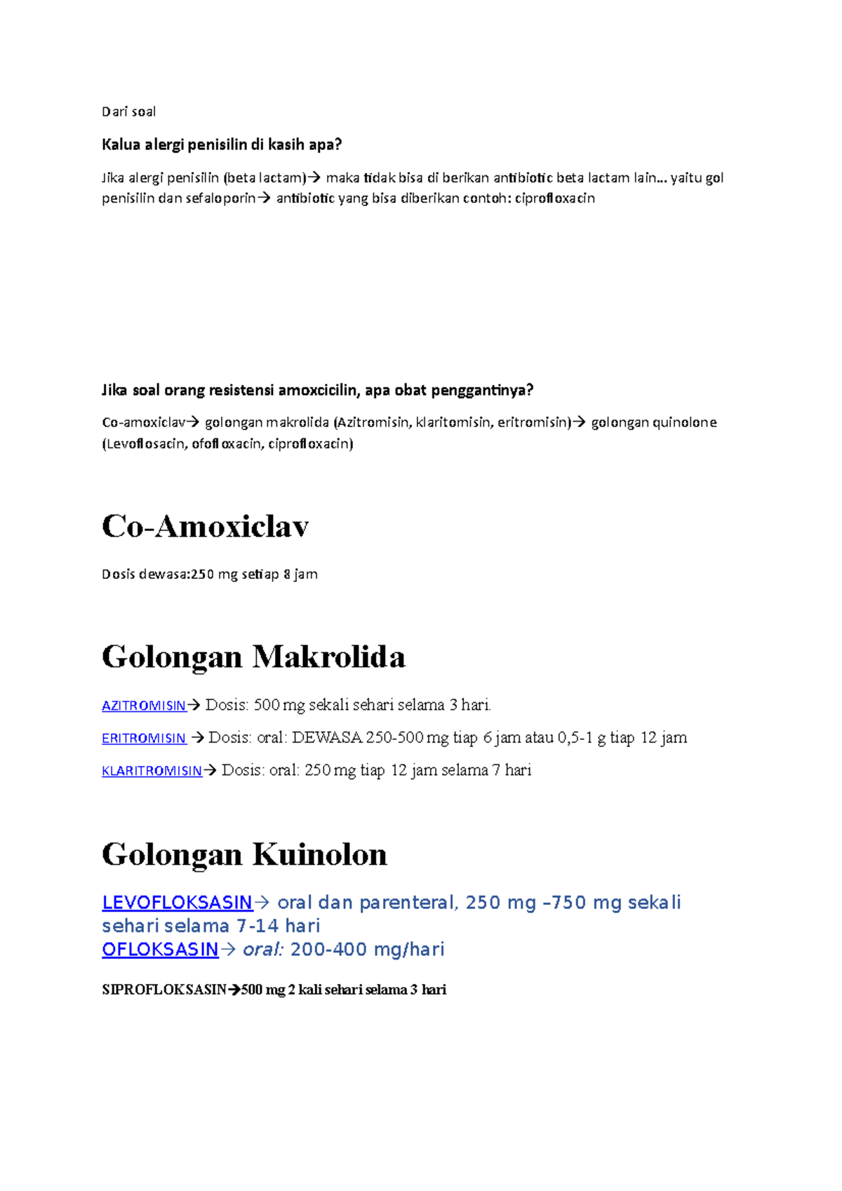 Antibiotik GO on Dari soal Kalua alergi penisilin di kasih apa? Jika alergi penisilin (beta