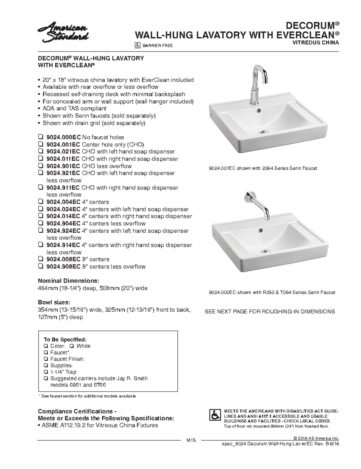 52813894 adasdasdasdas M15 © 2016 A S A merica I nc. spec_9024