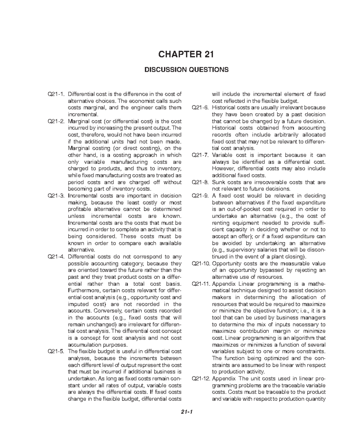 Solution Manual Cost Aaccounting 14e By Carter Ch21 - CHAPTER 21 ...