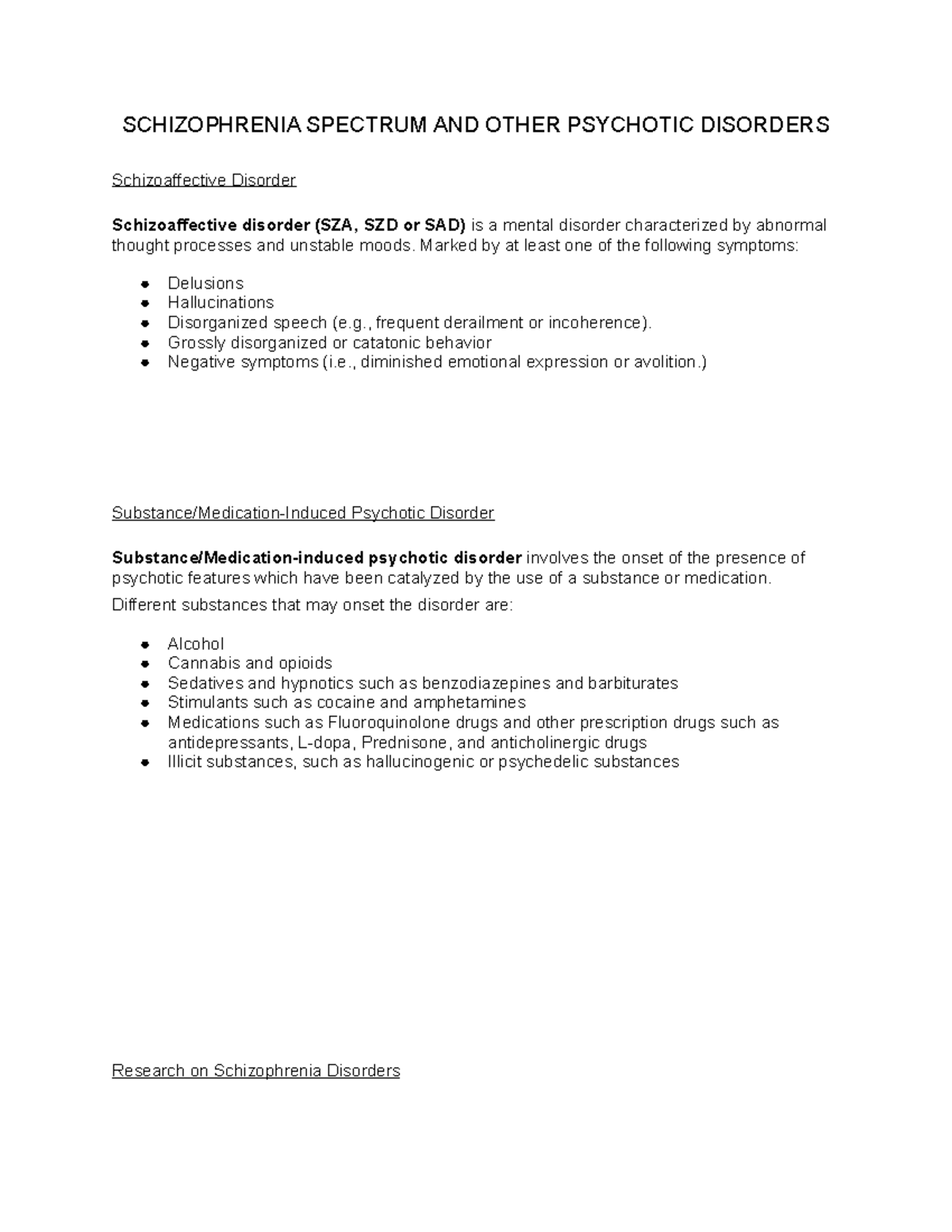 PSY 215 Schizophrenia Spectrum and Other Psychotic Disorders Notes Part ...