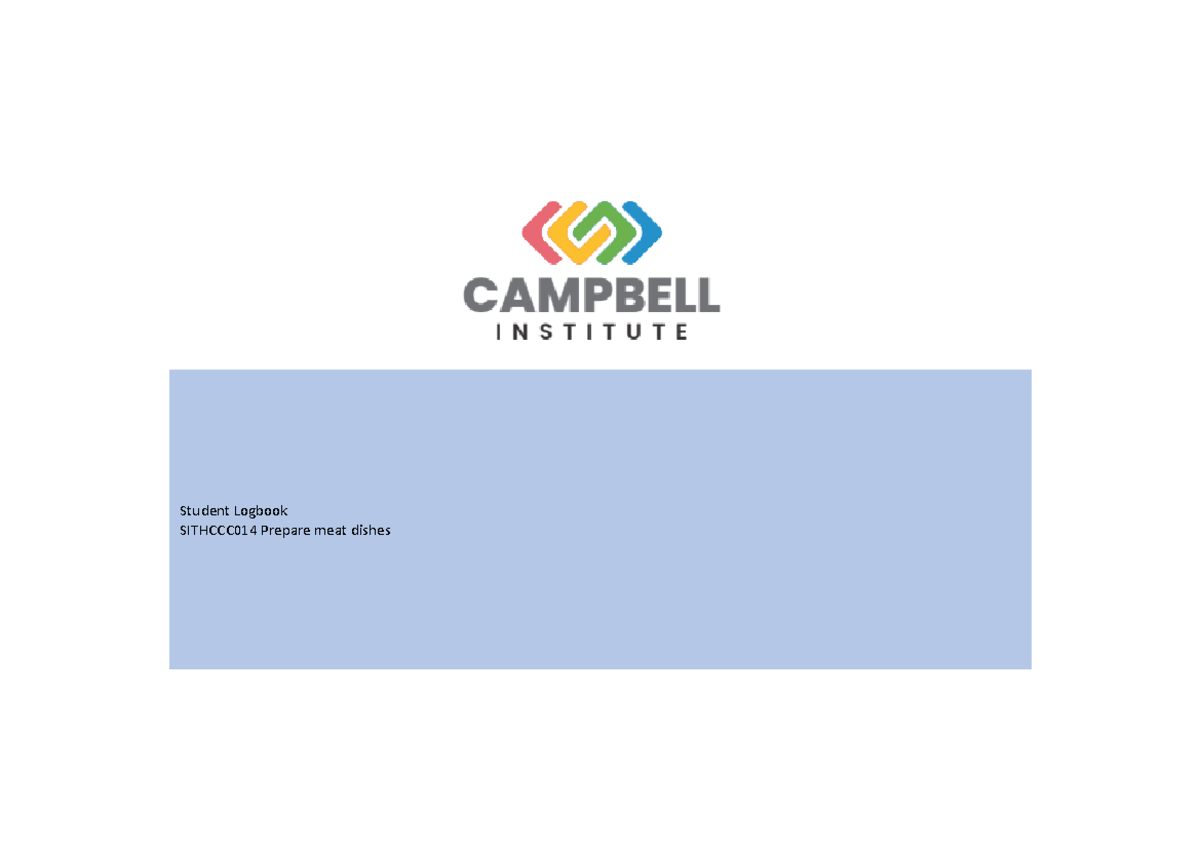 Sithccc 014 Student Logbook Student Logbook SITHCCC014 Prepare meat dishes About this Student