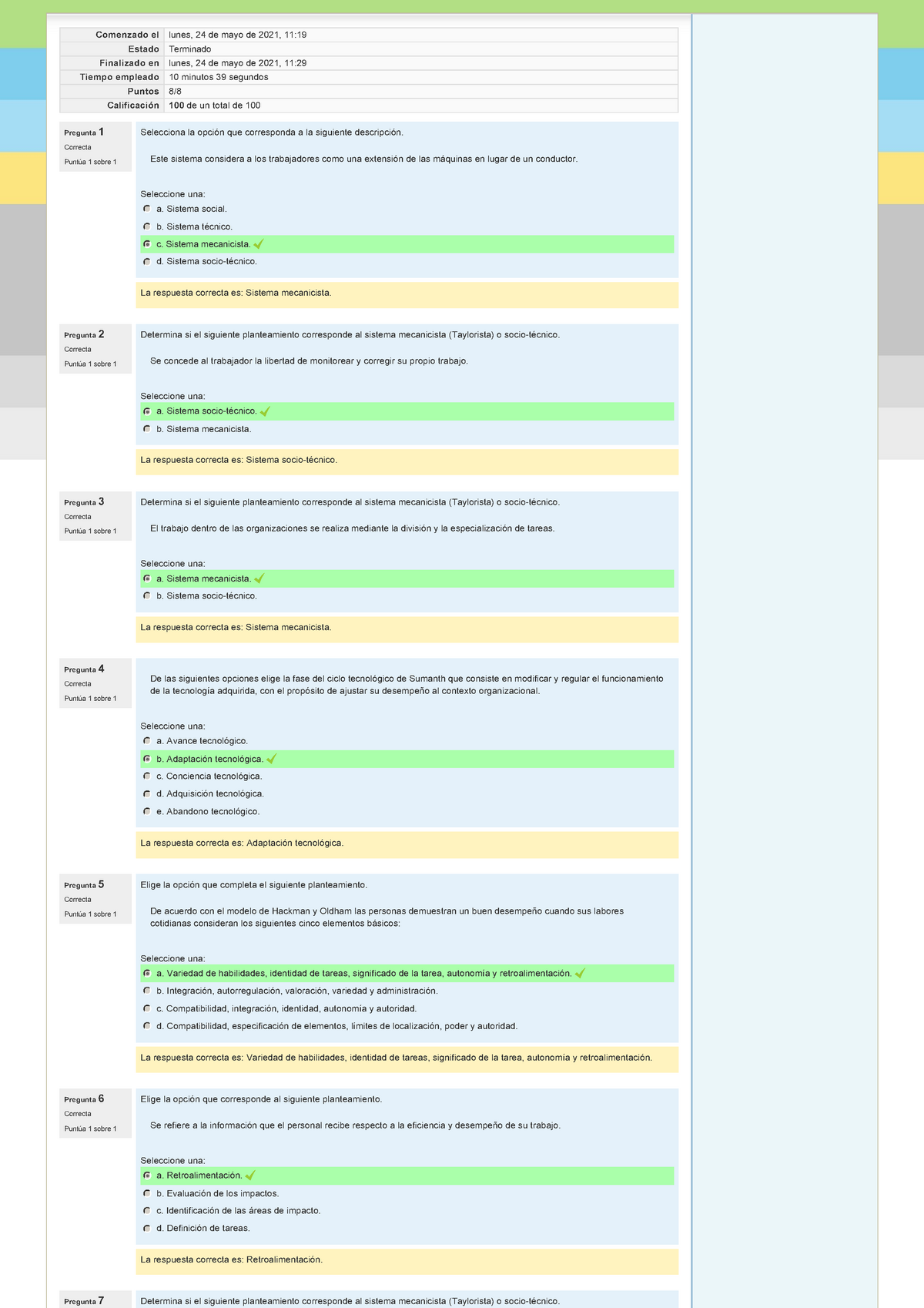 Examen ea5. socio o técnico unidad Dos - Pregunta 1 Correcta Puntúa 1 sobre  1 Pregunta 2 Correcta - Studocu