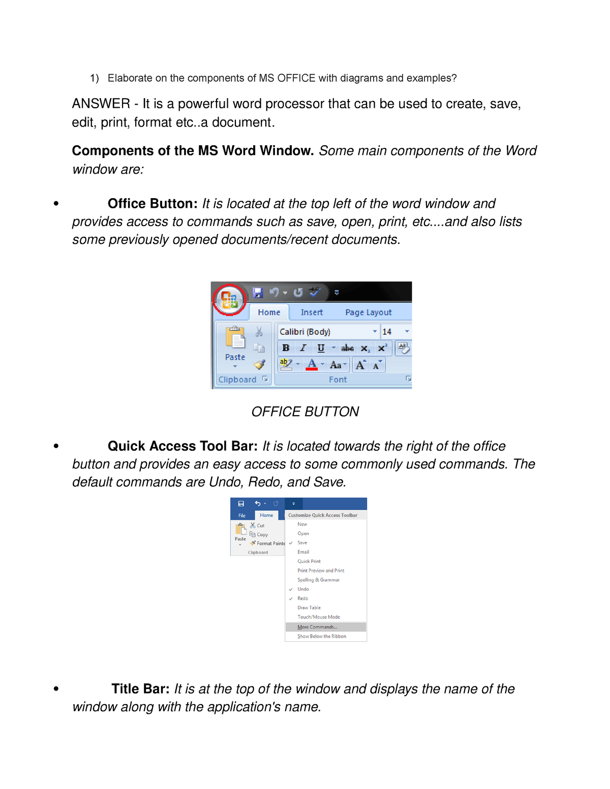 components of word processor