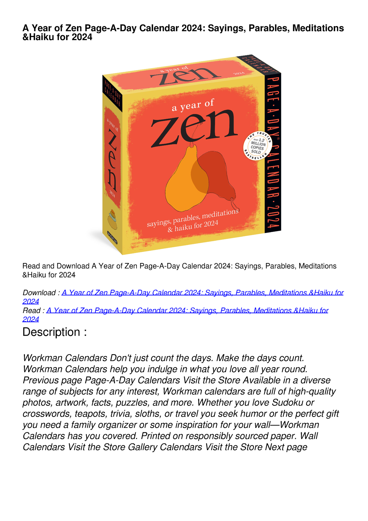 PDF A Year of Zen PageADay Calendar 2024 Sayings, Parables