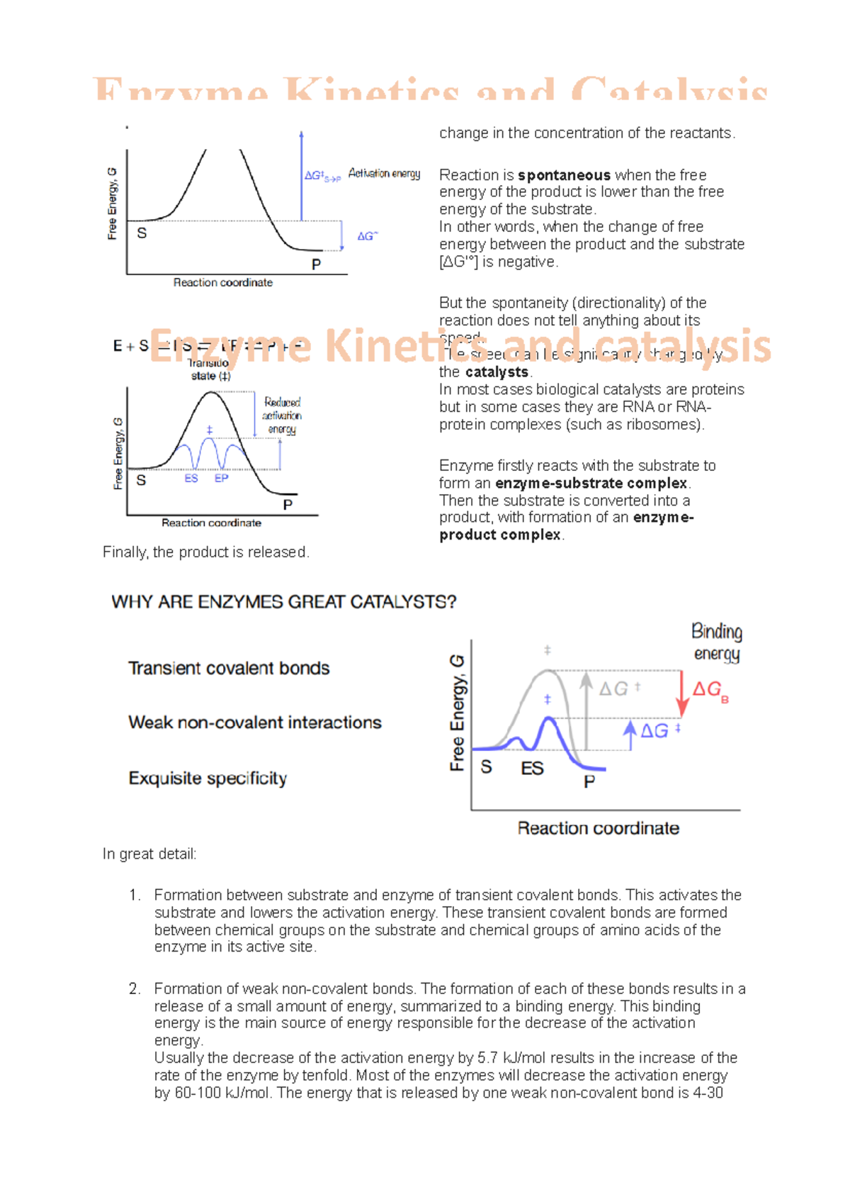 Enzyme and Catalysis change in the concentration of the