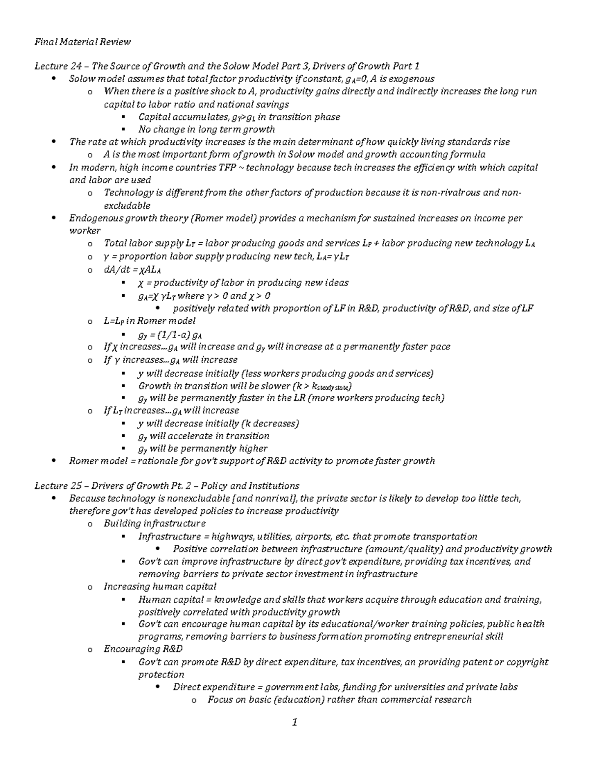 Final Material Review Professor Hawkins Summer Session Final Material Review Lecture 24