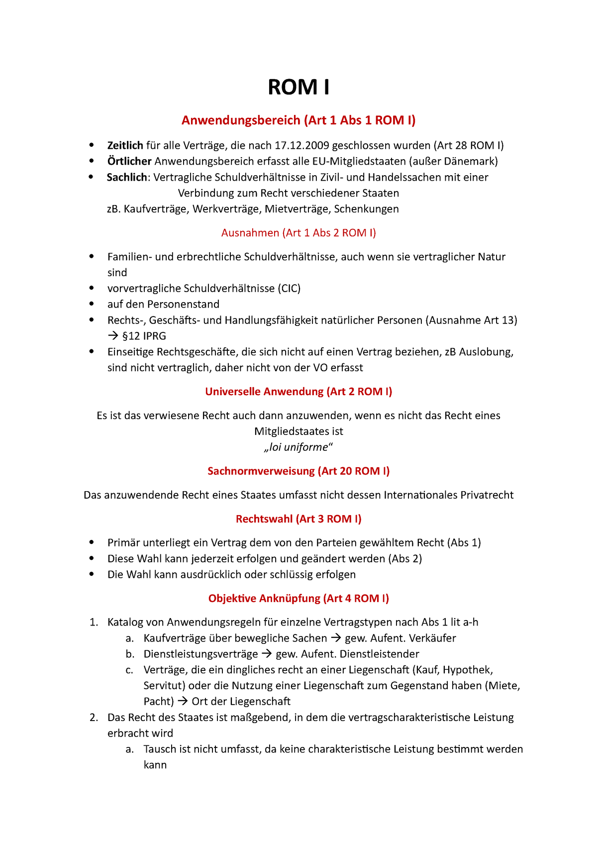 ROM I - Übersicht Der Schemata - ROM I Anwendungsbereich (Art 1 Abs 1 ...