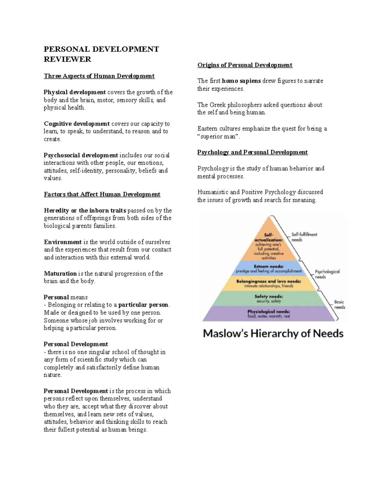 Personal Development Reviewer - PERSONAL DEVELOPMENT REVIEWER Three ...