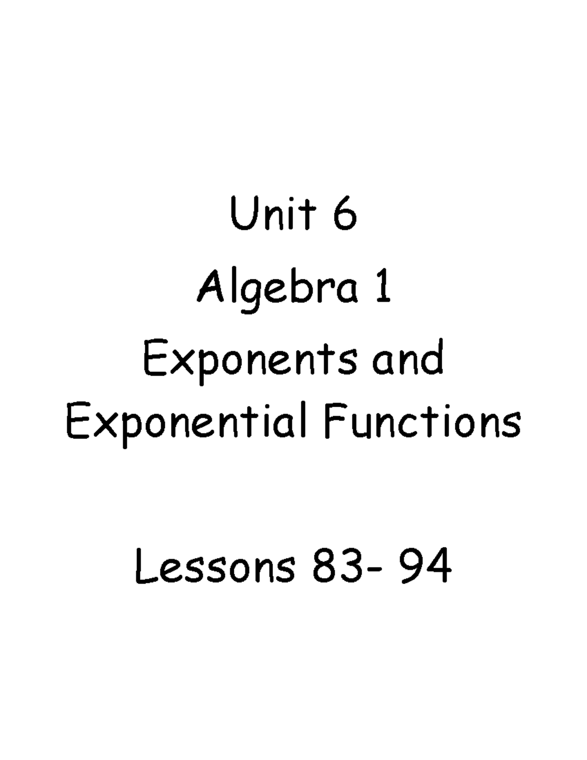 d12 unit 6 algebra 1 assignment answer key