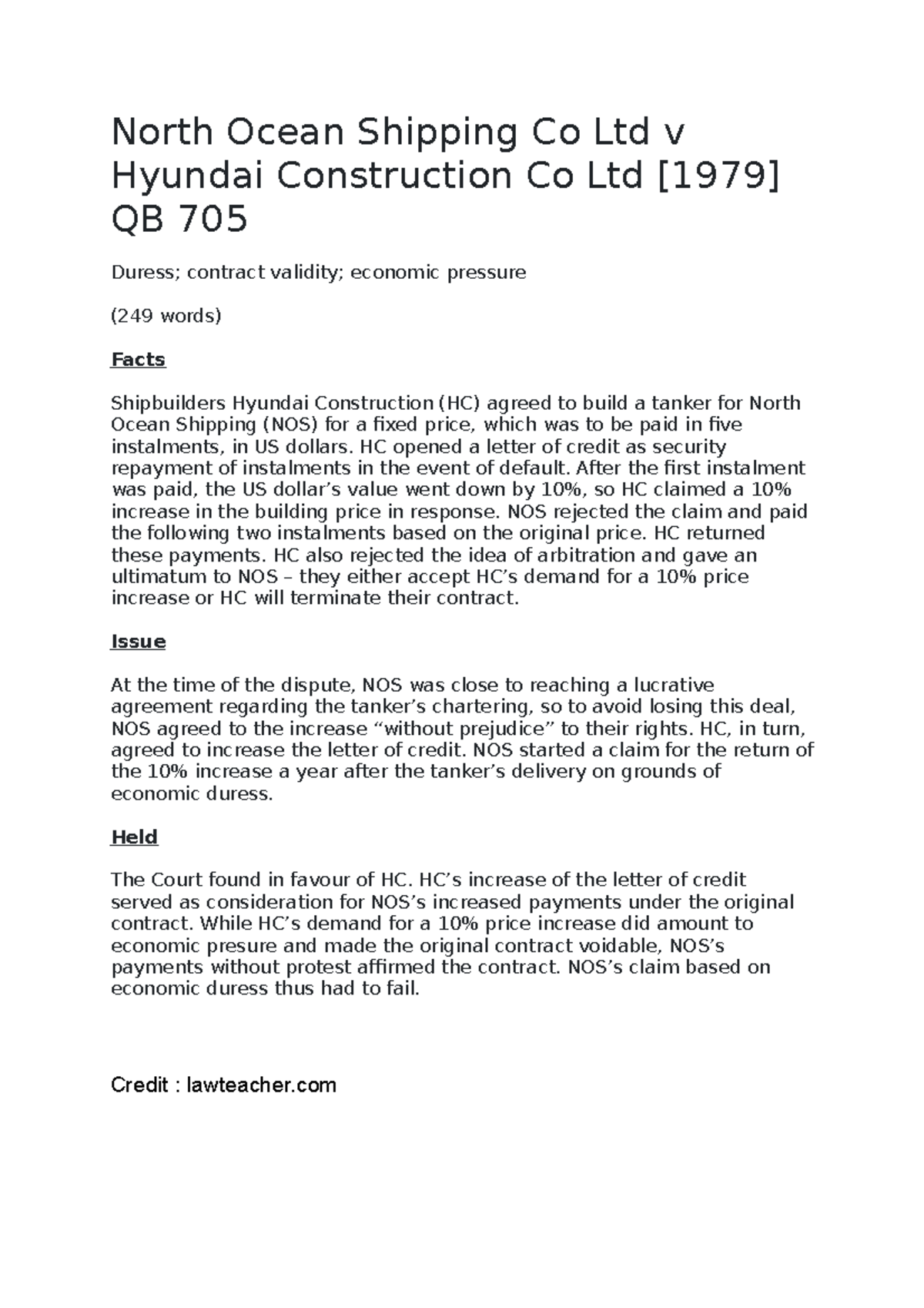 North Ocean Shipping Co Ltd v Hyundai Construction Co Ltd - HC opened a ...