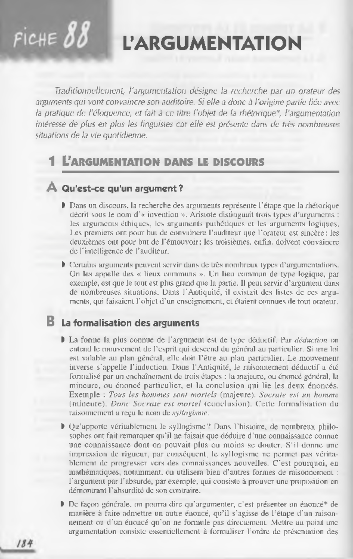 La linguistique - 88 - l'argumentation - L’A R G U M E N T A T I O N T ...