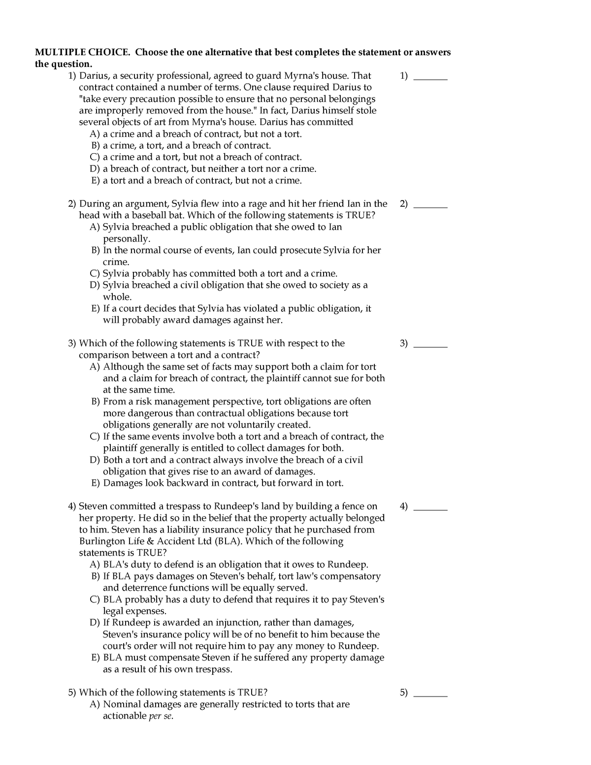 Exam 2014 Questions And Answers Chapter 3 Multiple Choice Choose The One Alternative That 8412