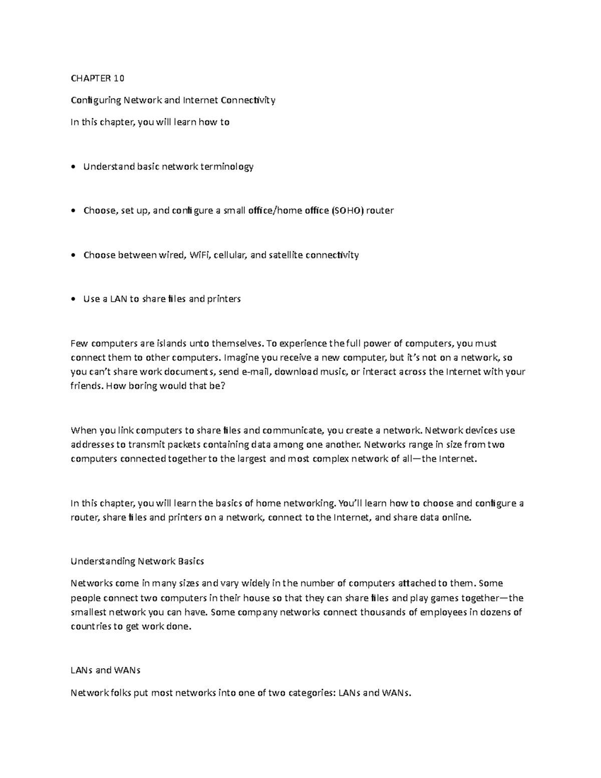 Chapter 10 configuring internet and network connectivity - CHAPTER 10 ...