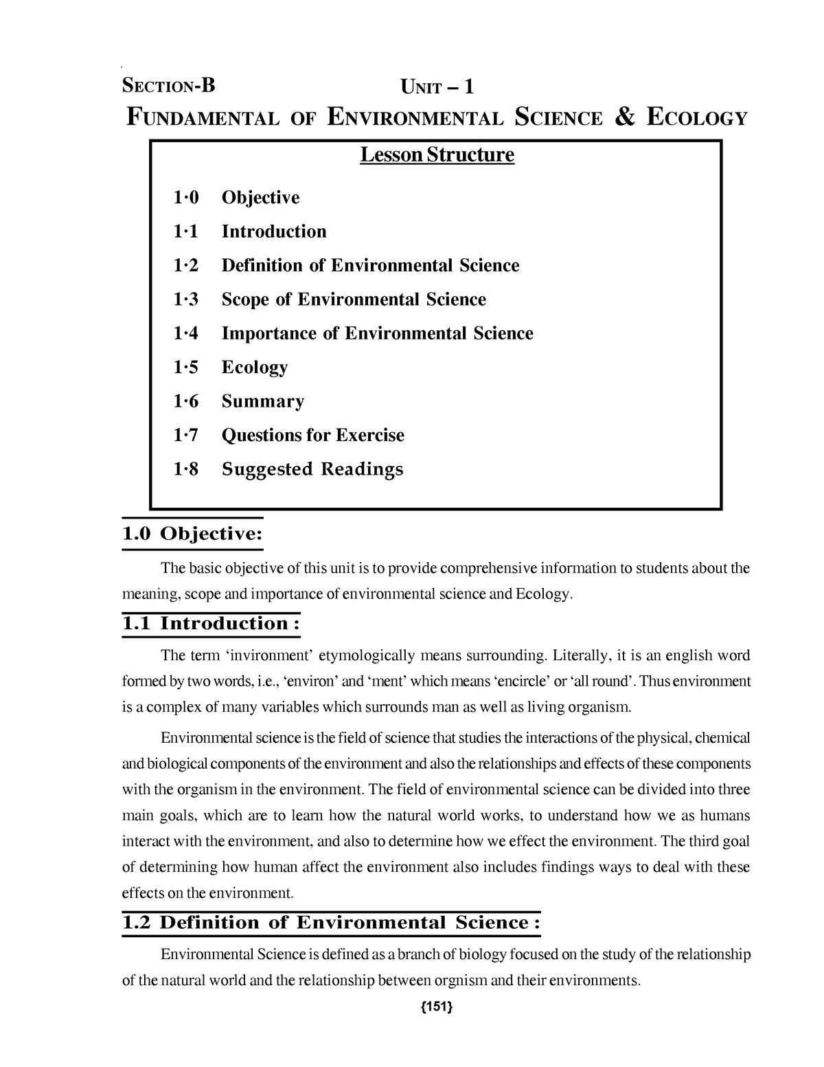 BCA Paper-II SEC-B Unit-1 - UNIT – 1 FUNDAMENTAL OF ENVIRONMENTAL ...