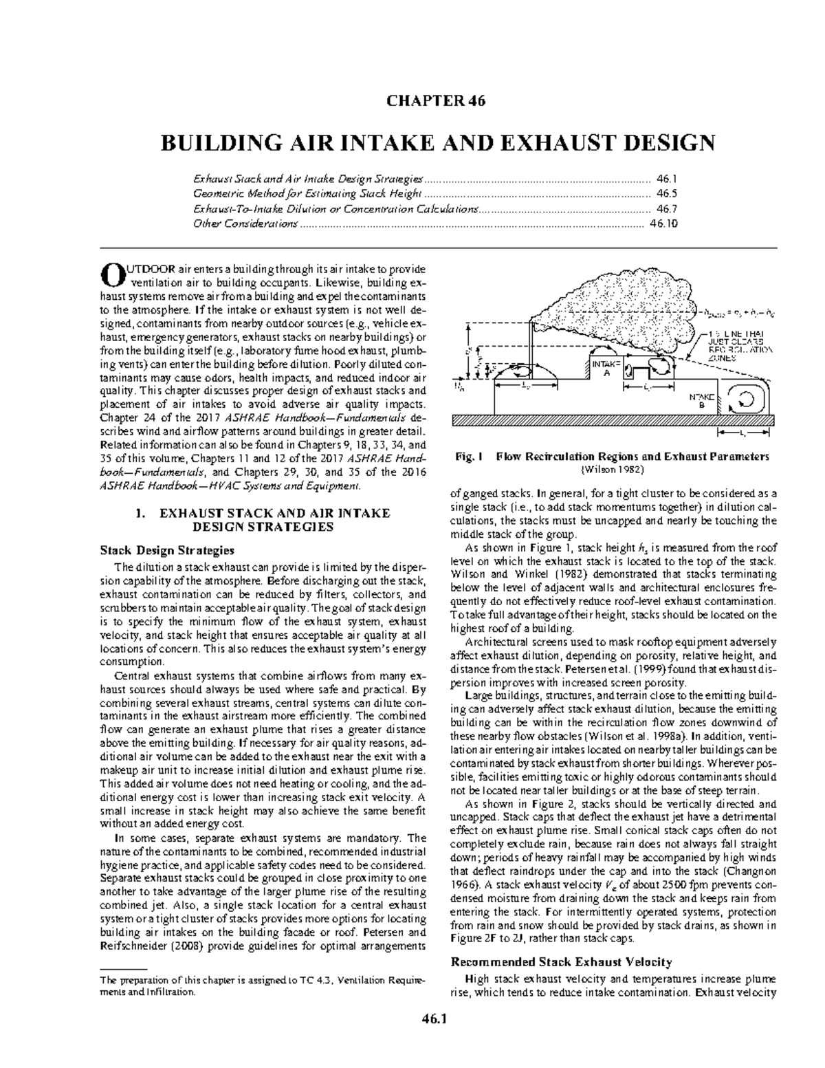 Ashrae Design Guidelines Chapter 46 Building air intake and exhaust