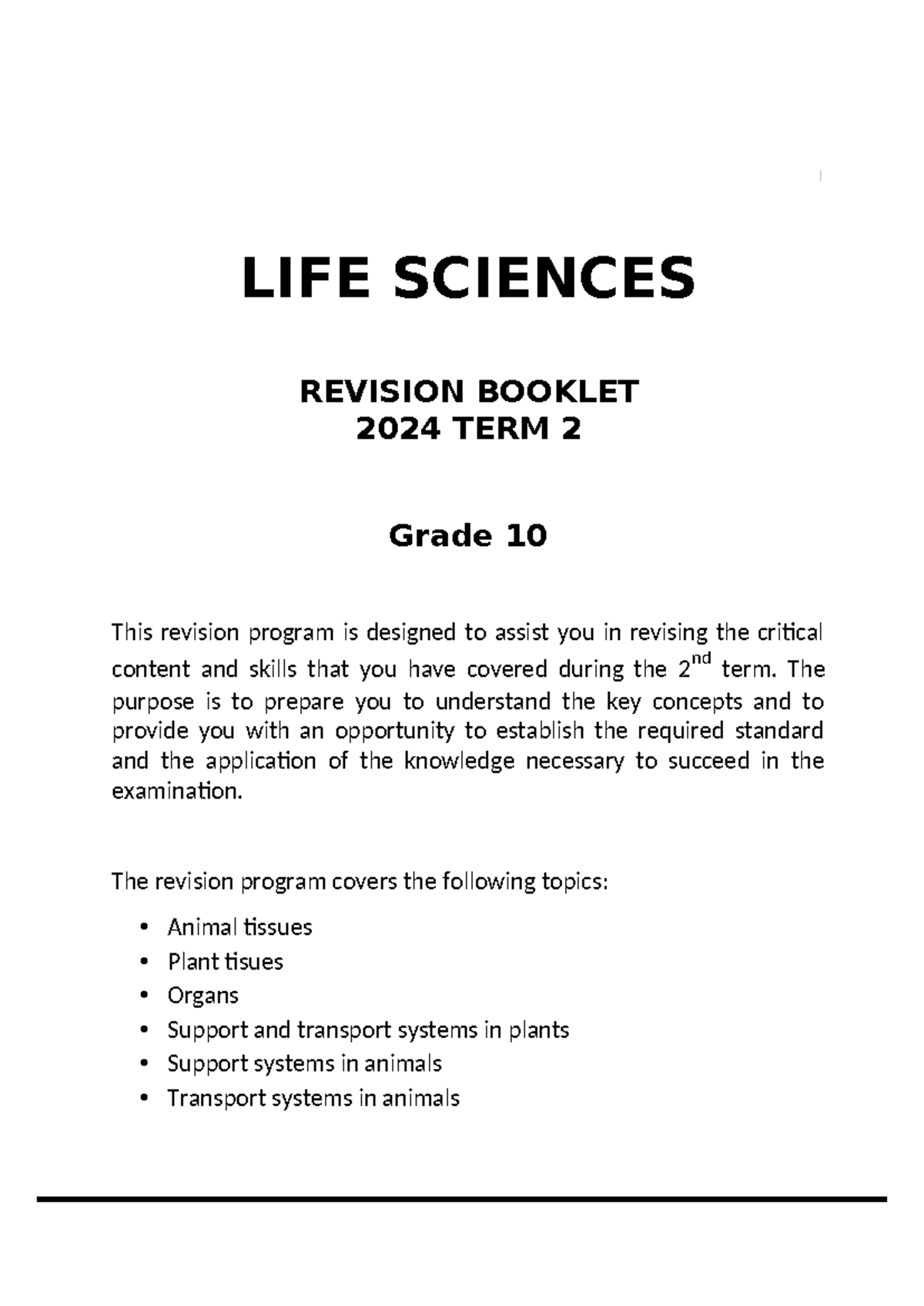 life sciences grade 10 assignment 2023