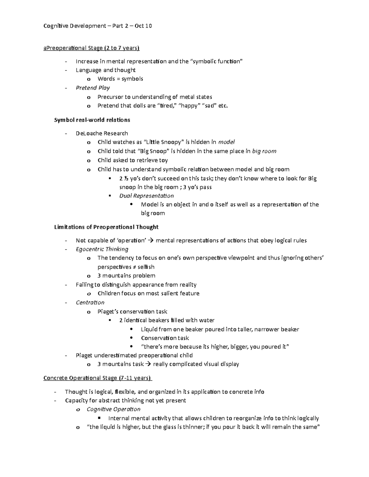 Cognitive Development – Part 2 – Oct 10 - Cognitive Development – Part ...