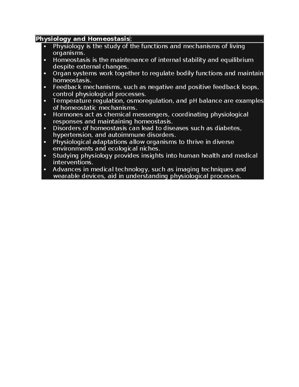 Physiology and Homeostasis - Homeostasis is the maintenance of internal ...