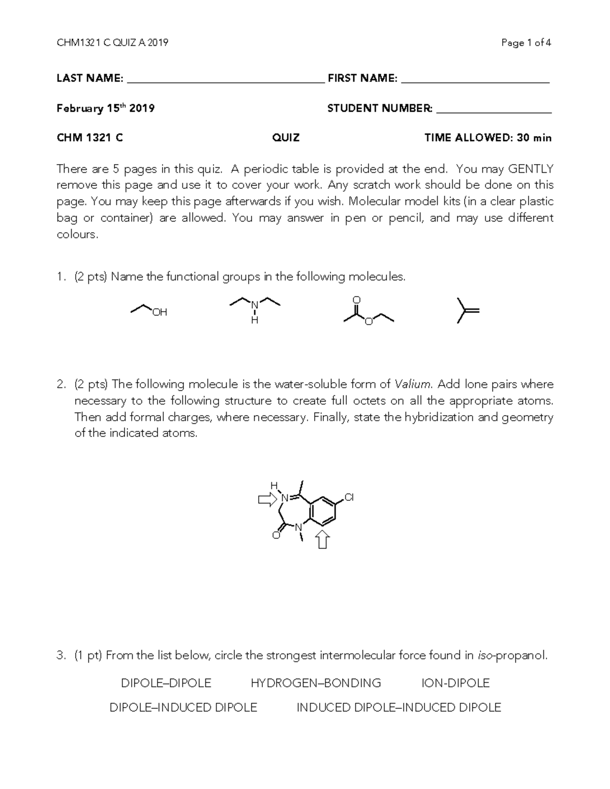 2019 Tests And Keys - Test And Keys For Chm 1321 - CHM1321 C QUIZ A ...