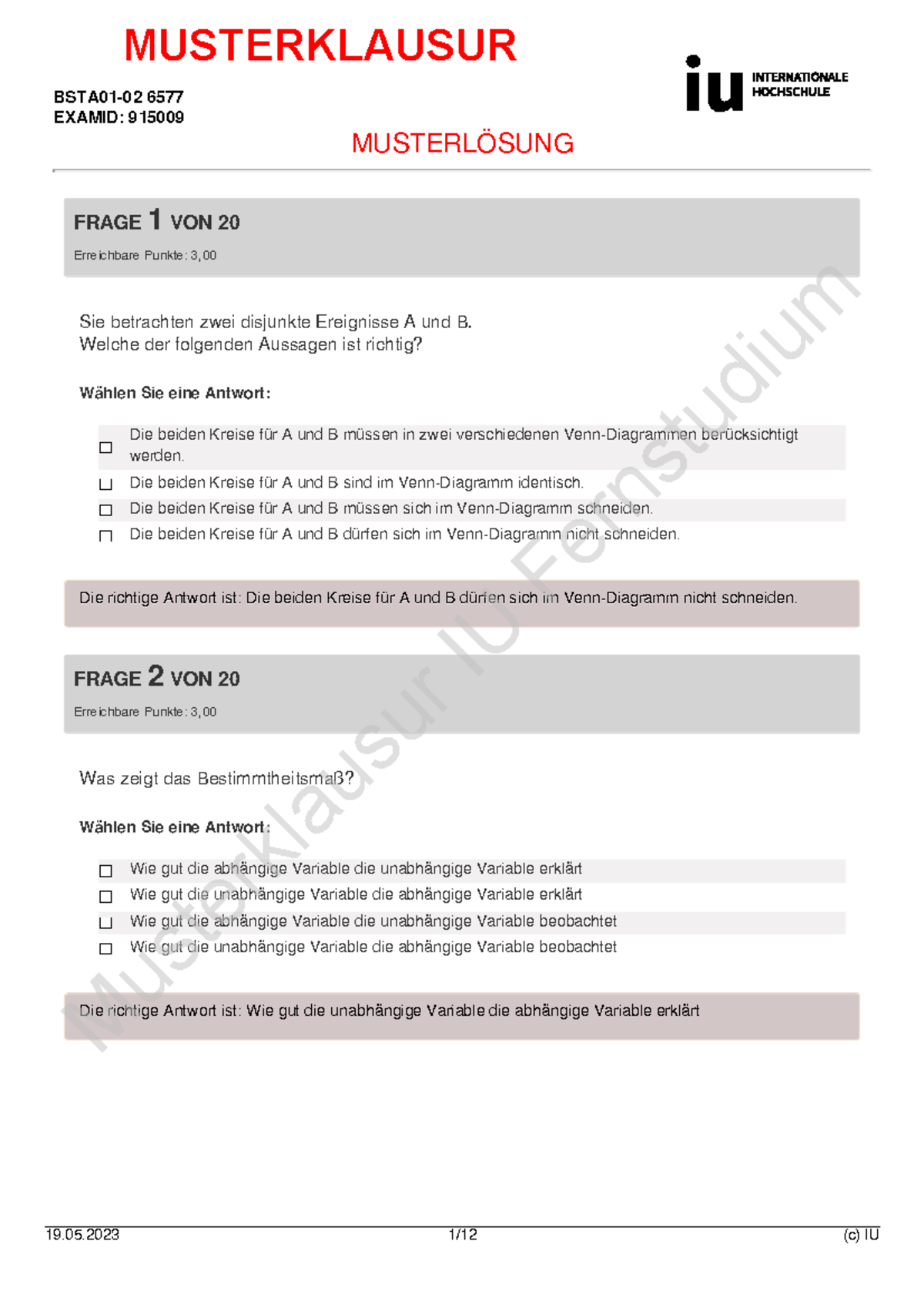BSTA01-02 Musterlösung - FRAGE 1 VON 20 Erreichbare Punkte: 3, Sie ...