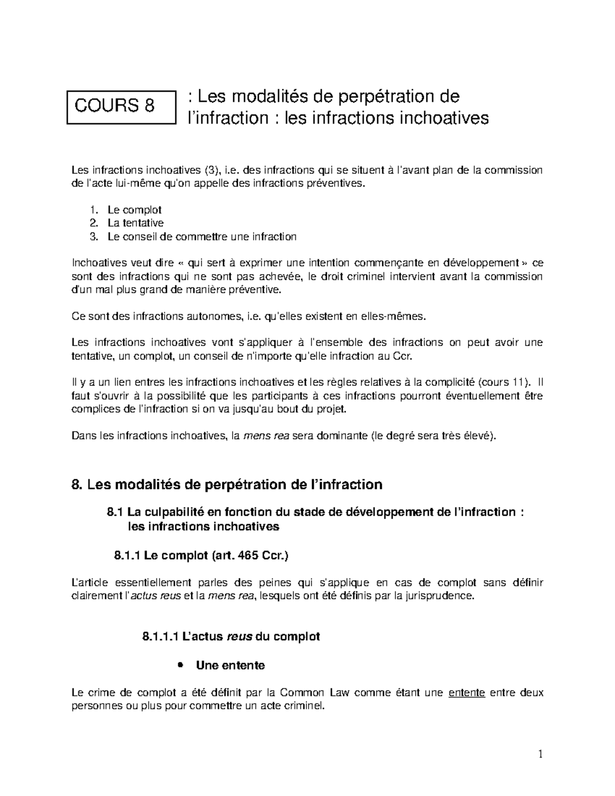 Notes De Cours Penal Partie 2 Studocu