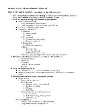 Exam 1 Study Guide - GEO 101 - Exam 1 Study Guide: Geology: The Study ...