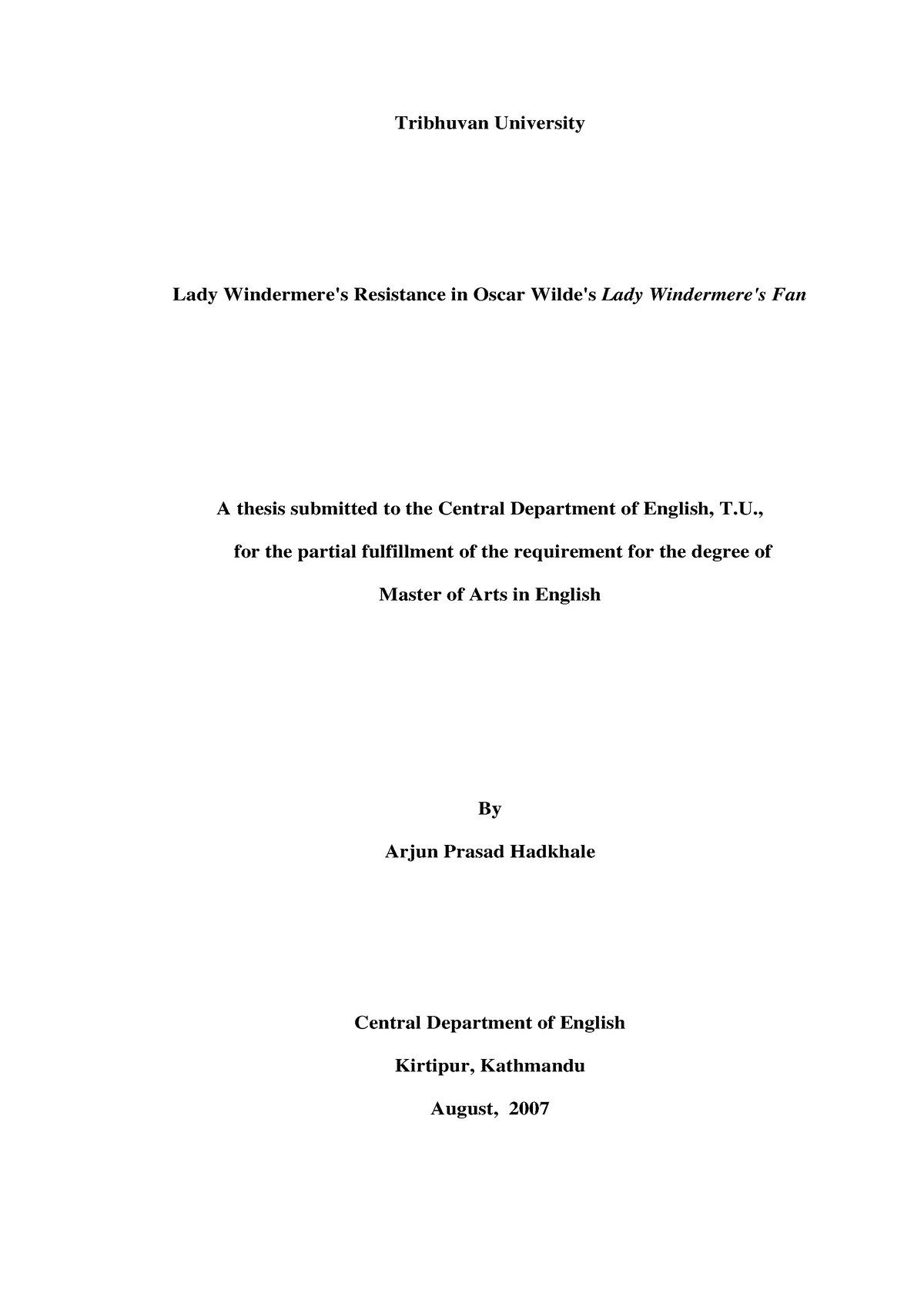 thesis format of tribhuvan university