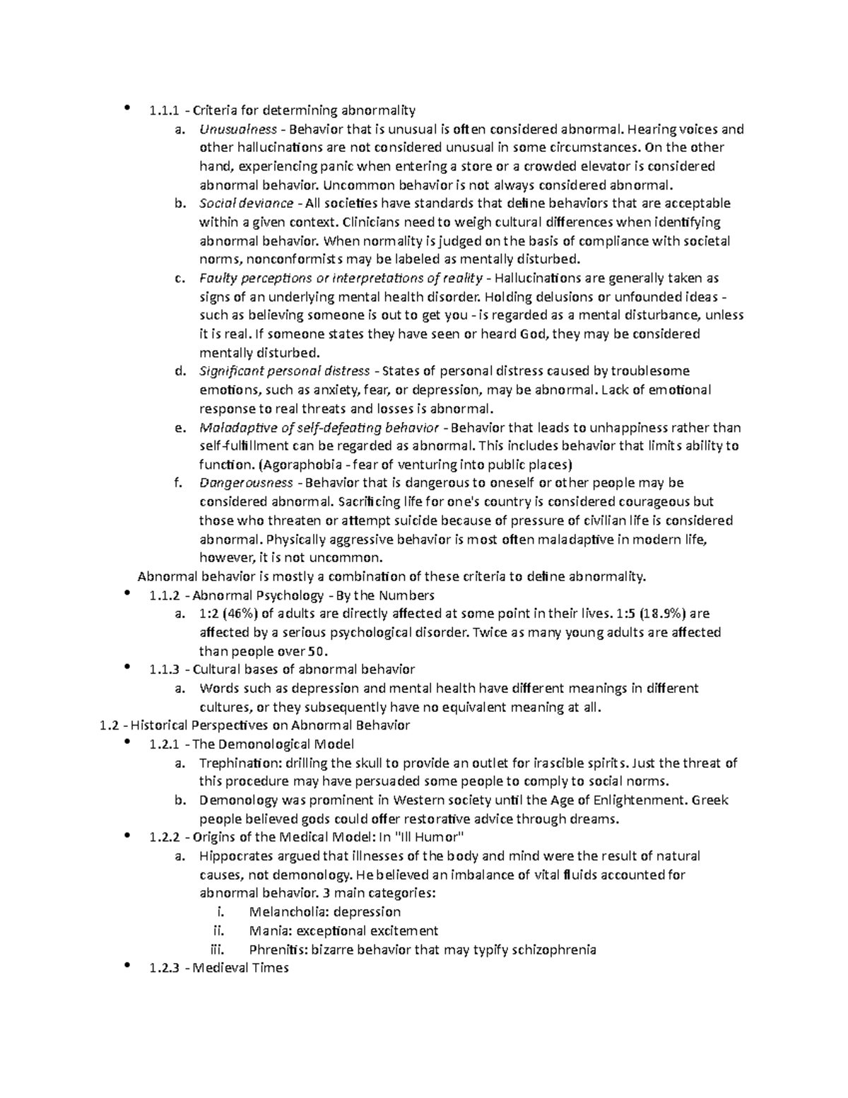 Psych of Ab 1 - Oliveros - 1.1 - Criteria for determining abnormality a ...