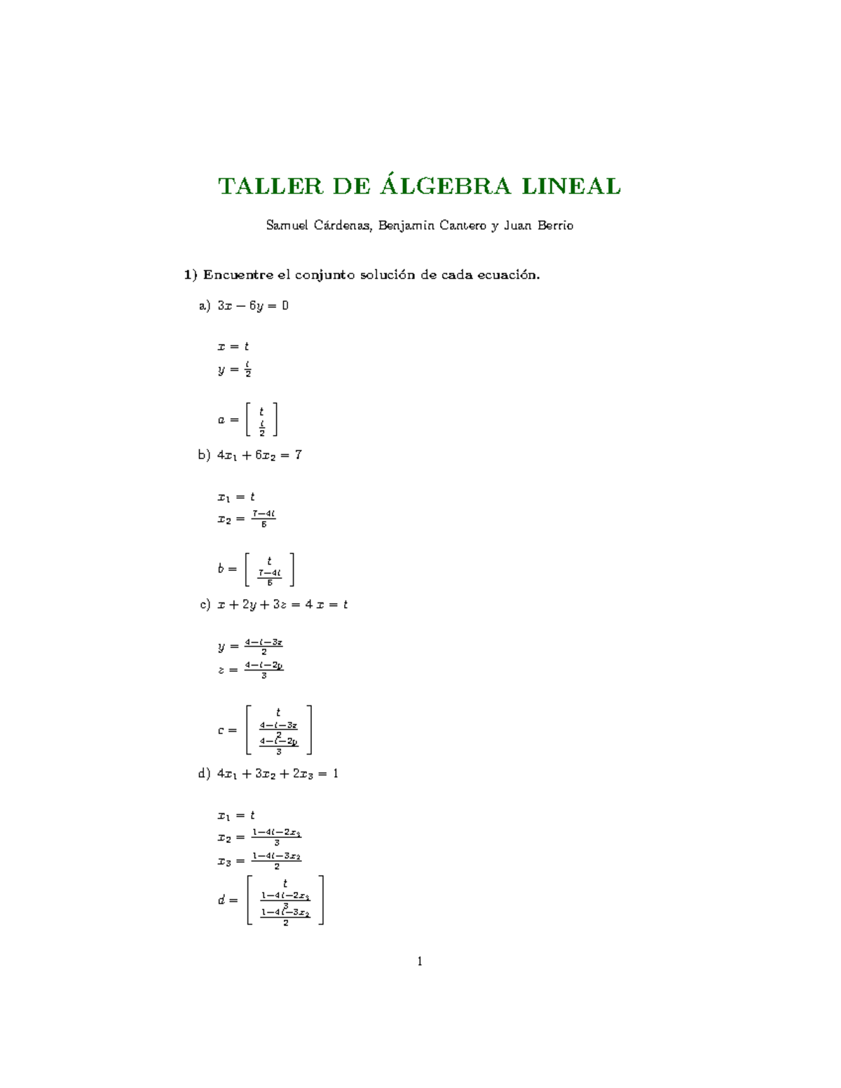 Taller de Algebra Lineal version final . - TALLER DE ́ALGEBRA LINEAL ...