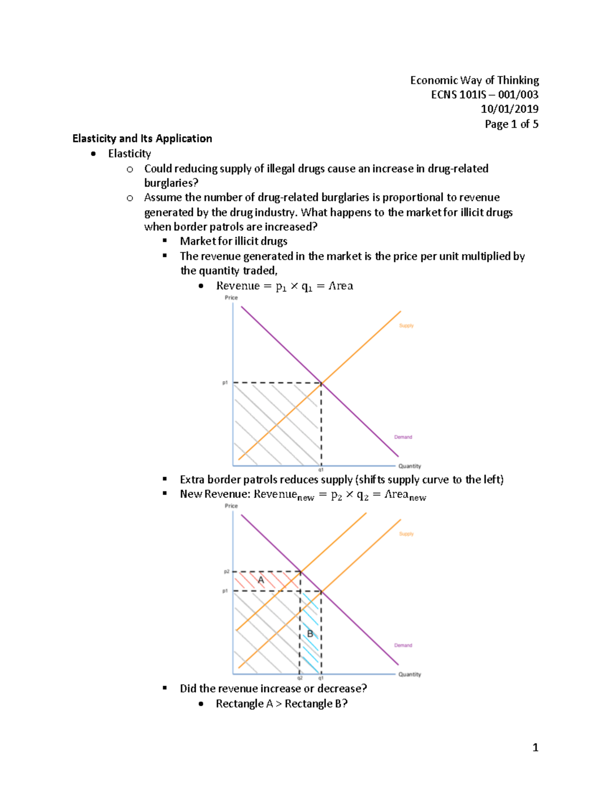 Fall2019-ECNS 101IS-Lecture 8 - Economic Way Of Thinking ECNS 101IS ...