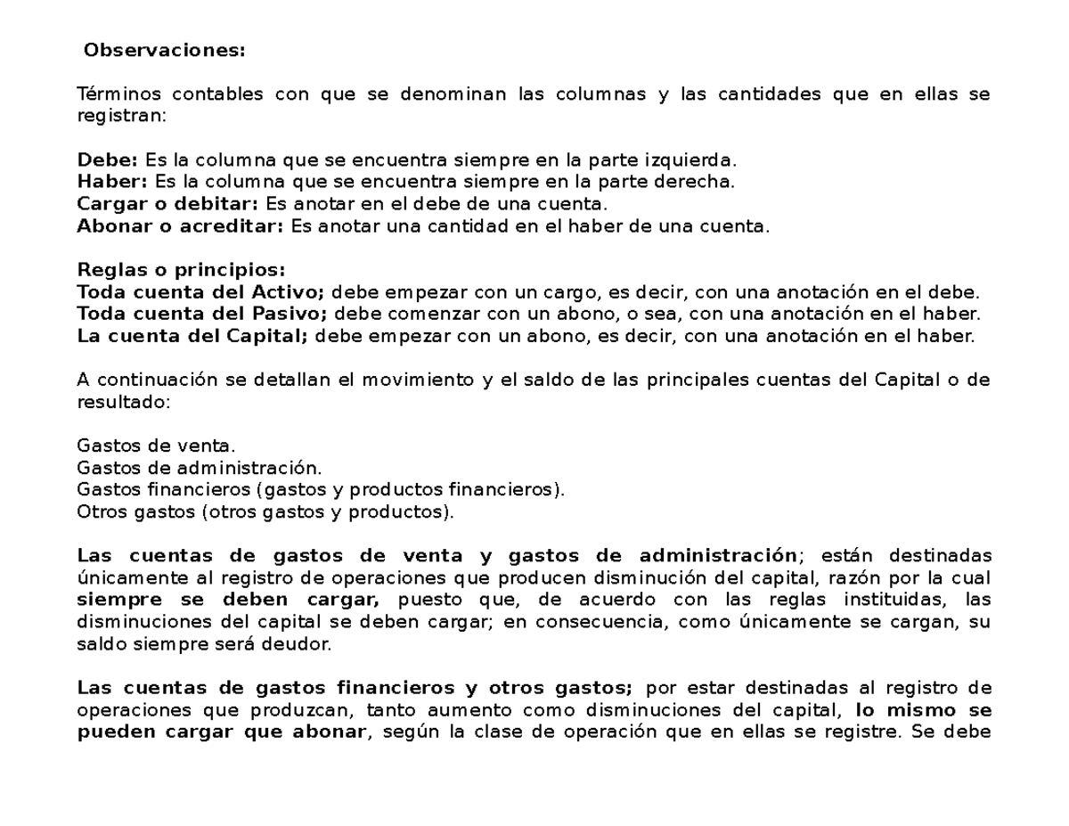 Xxxxejercicio Tarea Libro Diario Y Mayor - Observaciones: Términos ...
