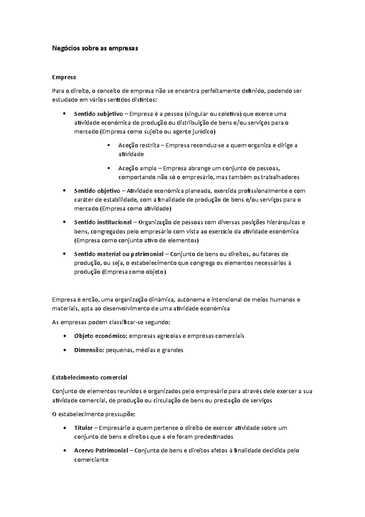 Resumo De Direito Empresarial - Negócios Sobre As Empresas Empresa Para ...