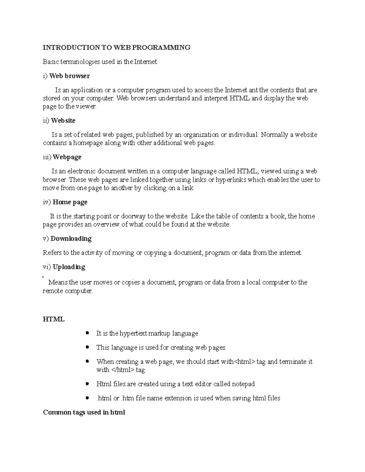 Introduction TO WEB Design 1 - INTRODUCTION TO WEB PROGRAMMING Basic ...