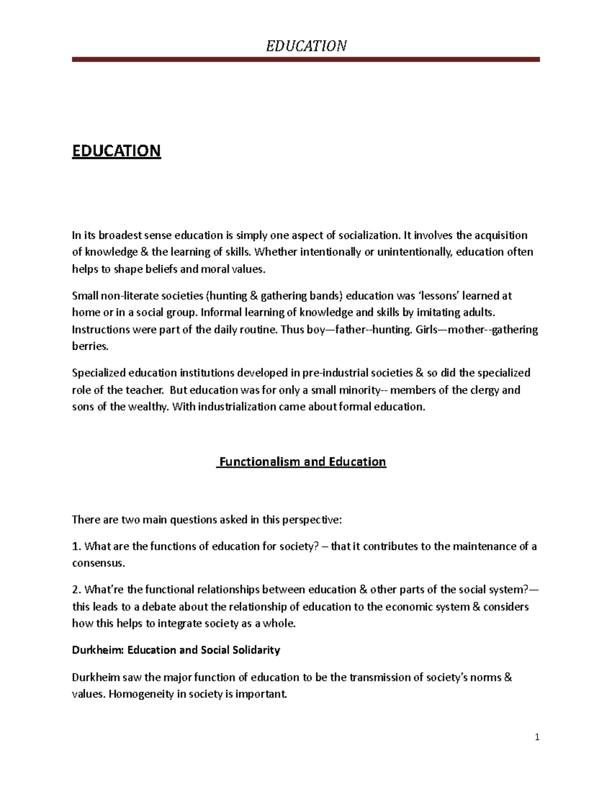 sample term paper about education