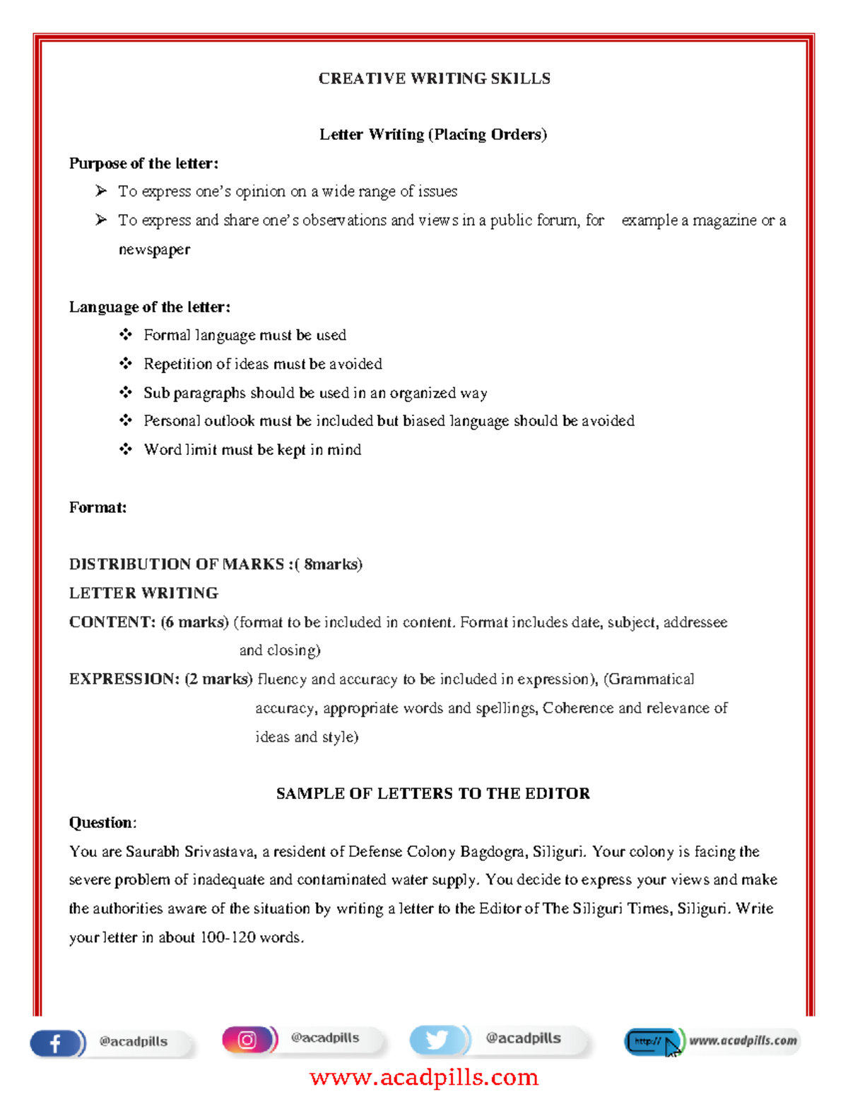 Creative Writing Skills - 67 | P a g e CREATIVE WRITING SKILLS Letter ...