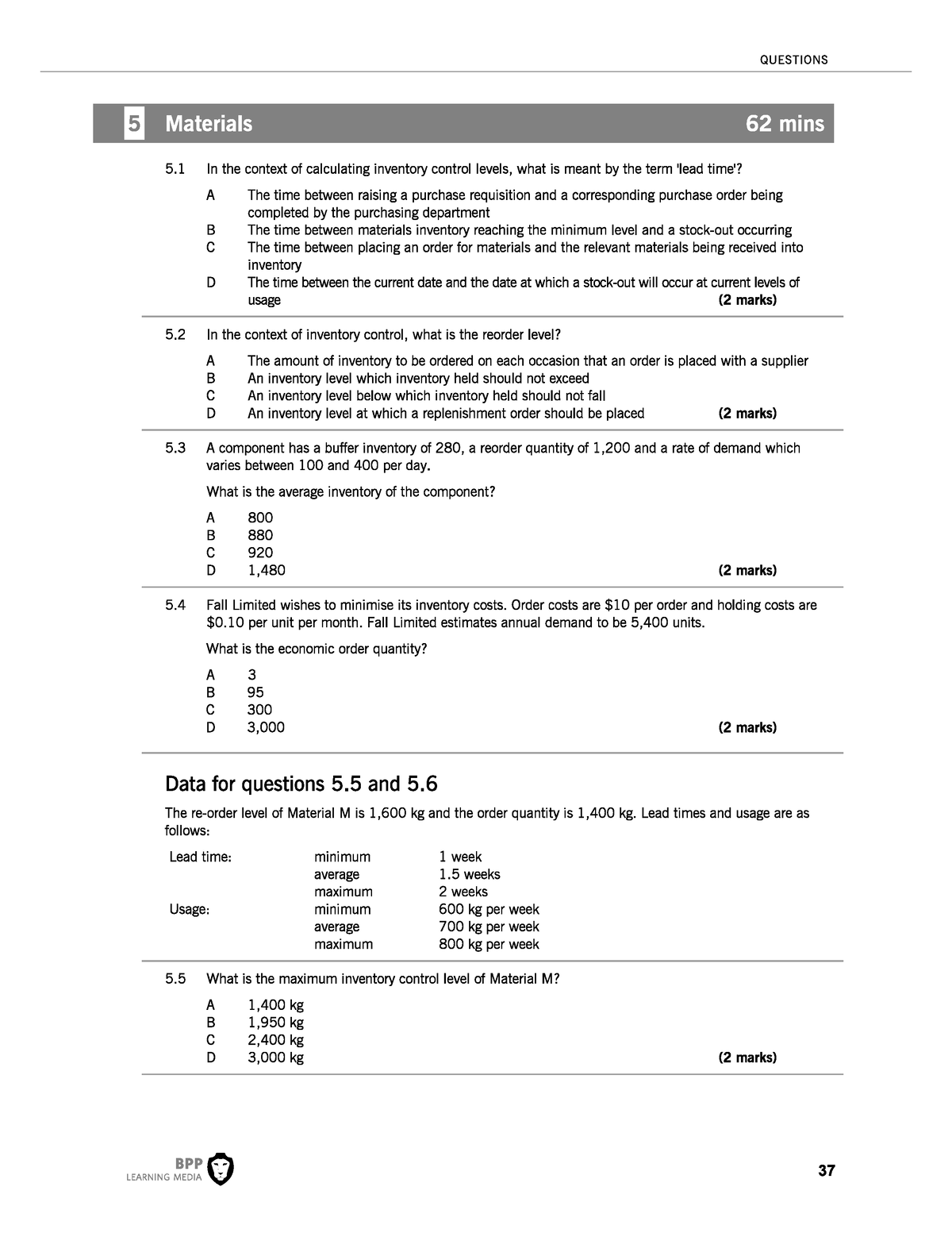 Practice Questions - Association Of Chartered Certified Accountants ...