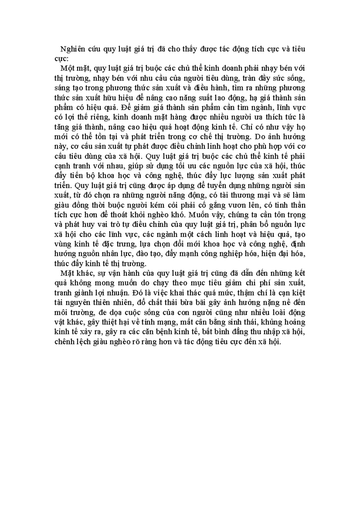 Nghiên cứu quy luật giá trị - Nghiên cứu quy luật giá trị đã cho thấy được tác động tích cực và tiêu - Studocu