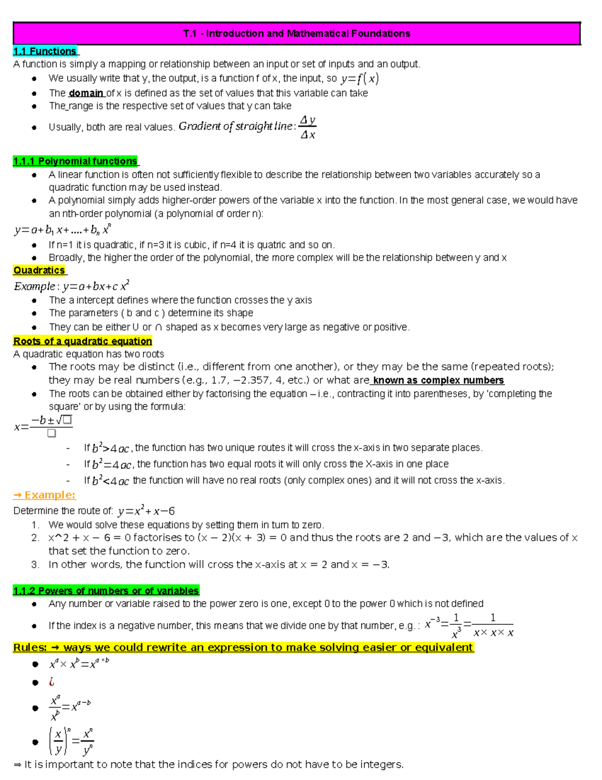 ECON3034 Txtbook Notes - T - Introduction and Mathematical Foundations ...
