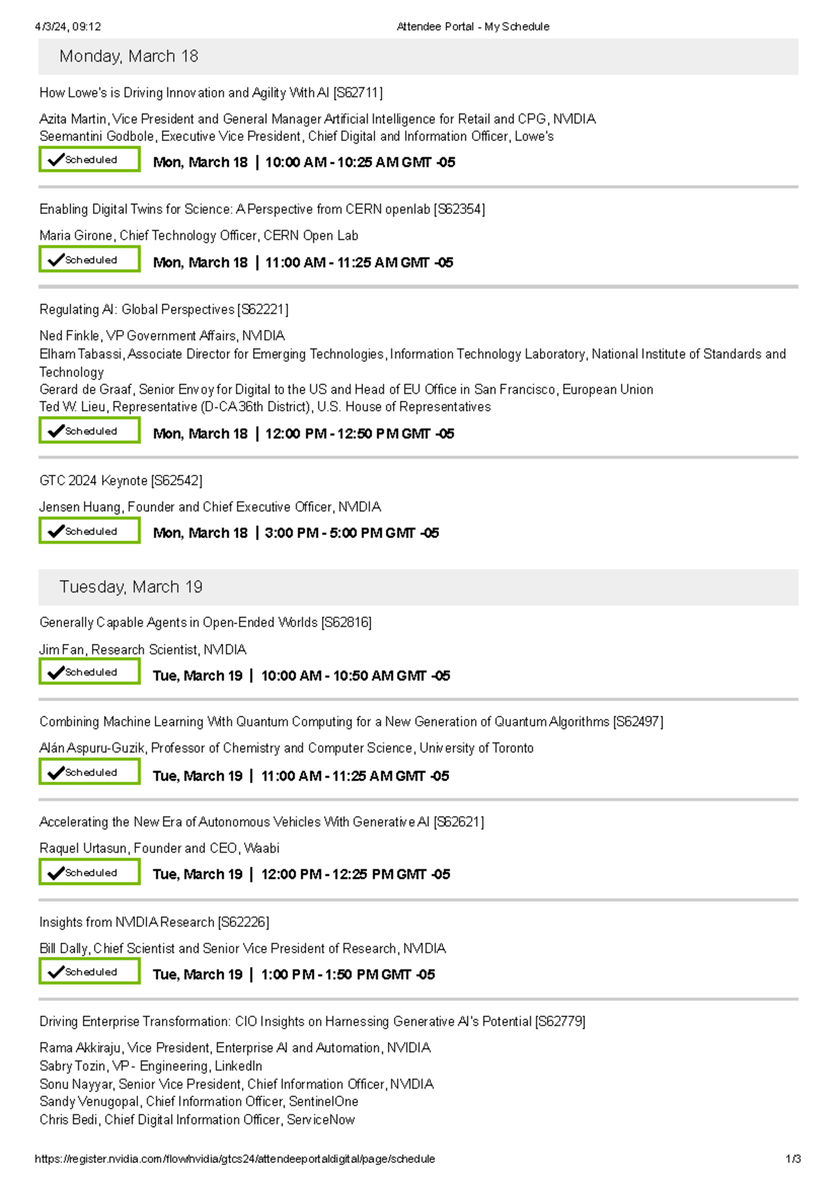 Attendee Portal My Schedule 4/3/24, 0912 Attendee Portal My