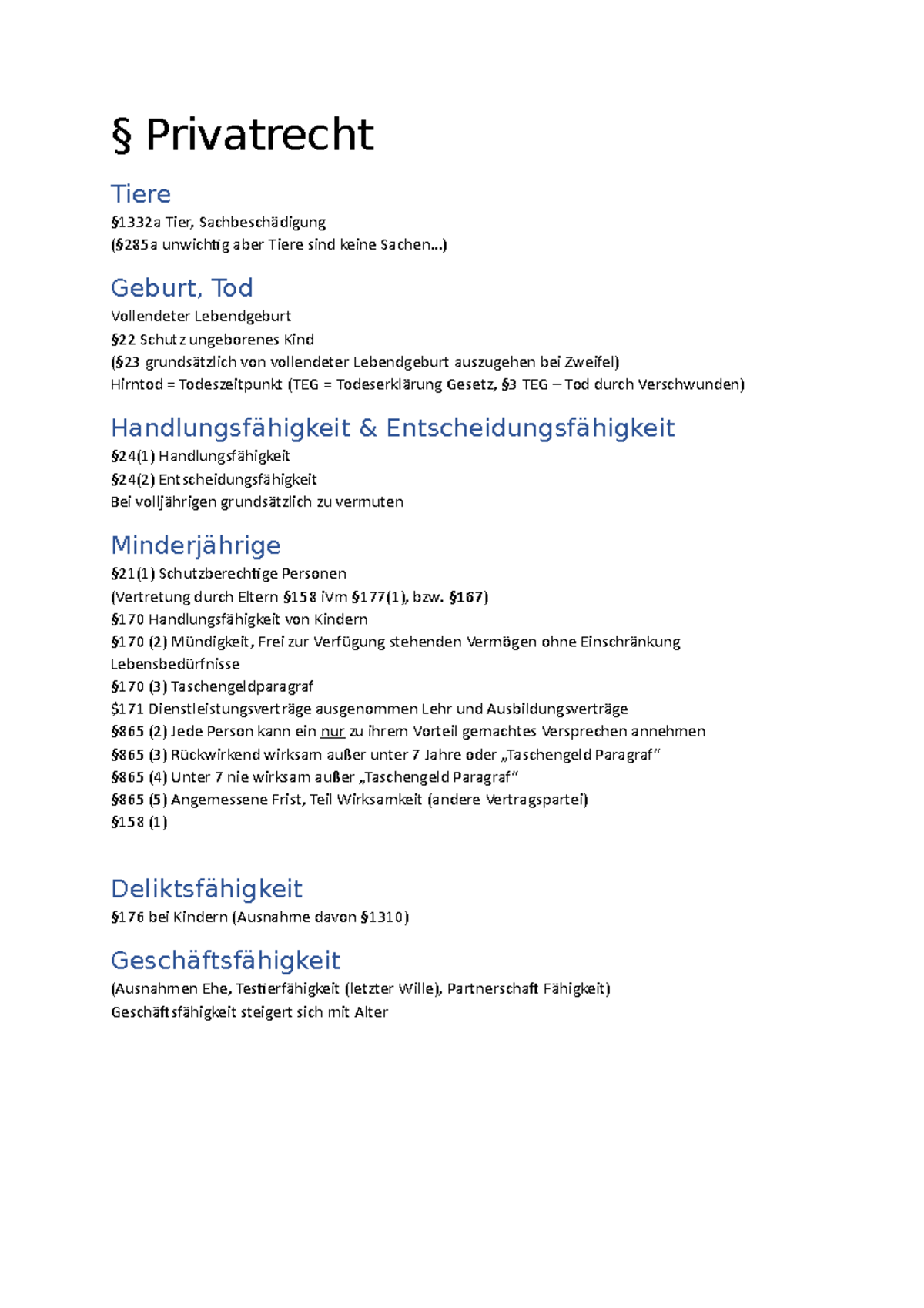 Anwalt Für Privatrecht In Der Nähe Privatrecht Zusammenfassung+Paragrafen - § Privatrecht Tiere §1332a