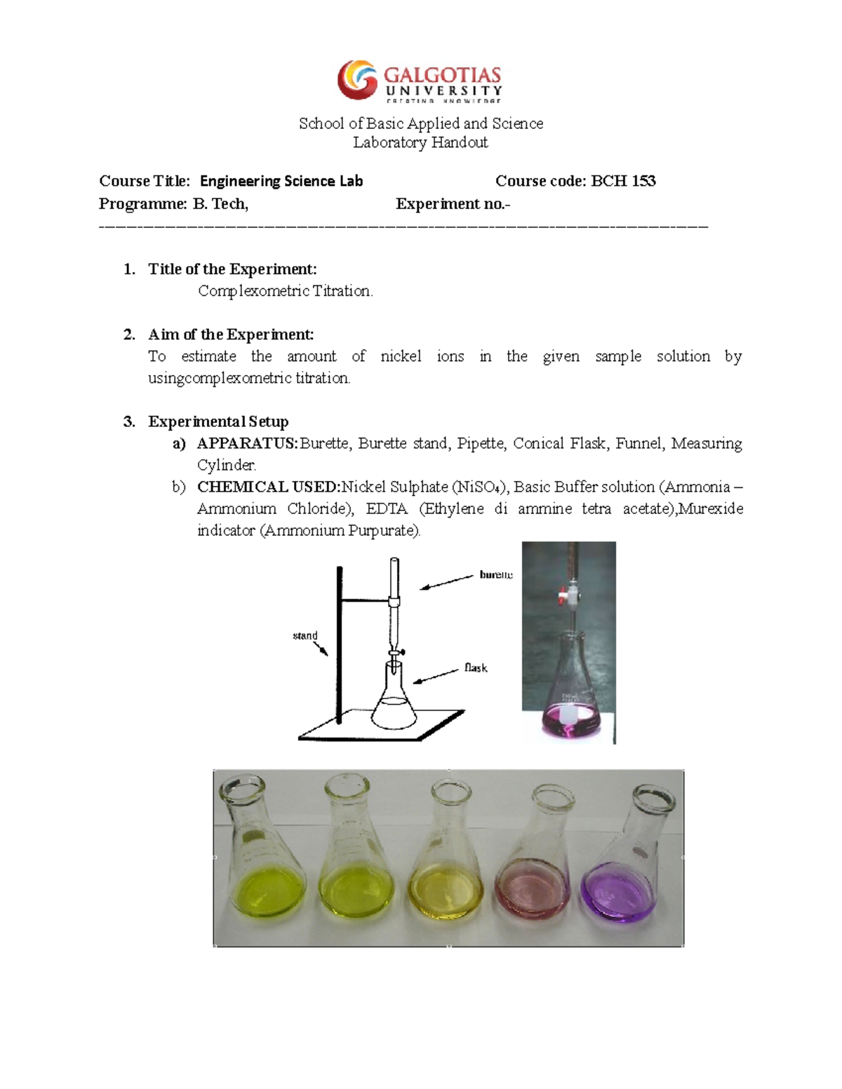 2 Estimation of Ni Laboratory Handout Course Title Engineering
