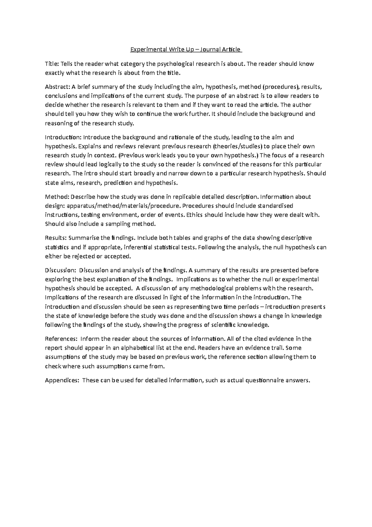 How to write a journal article - Experimental Write Up Journal Article ...