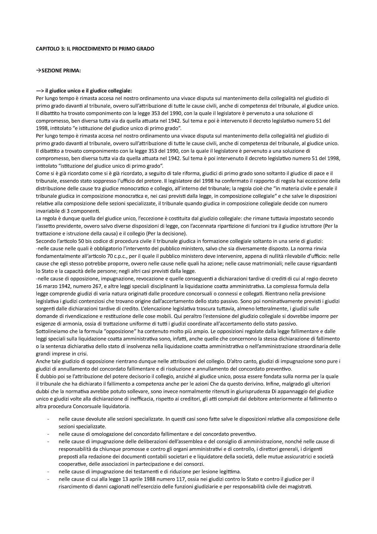 Capitolo 3 Lineamenti Del Processo Civile Di Cognizione Capitolo 3 Il Procedimento Di Primo 2128