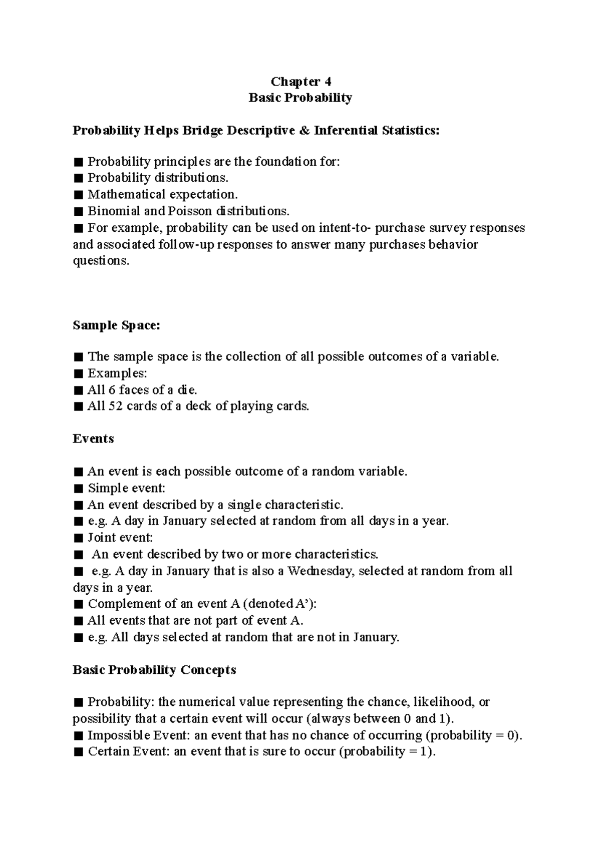 Chapter 4 Basic Probability - Chapter 4 Basic Probability Probability ...