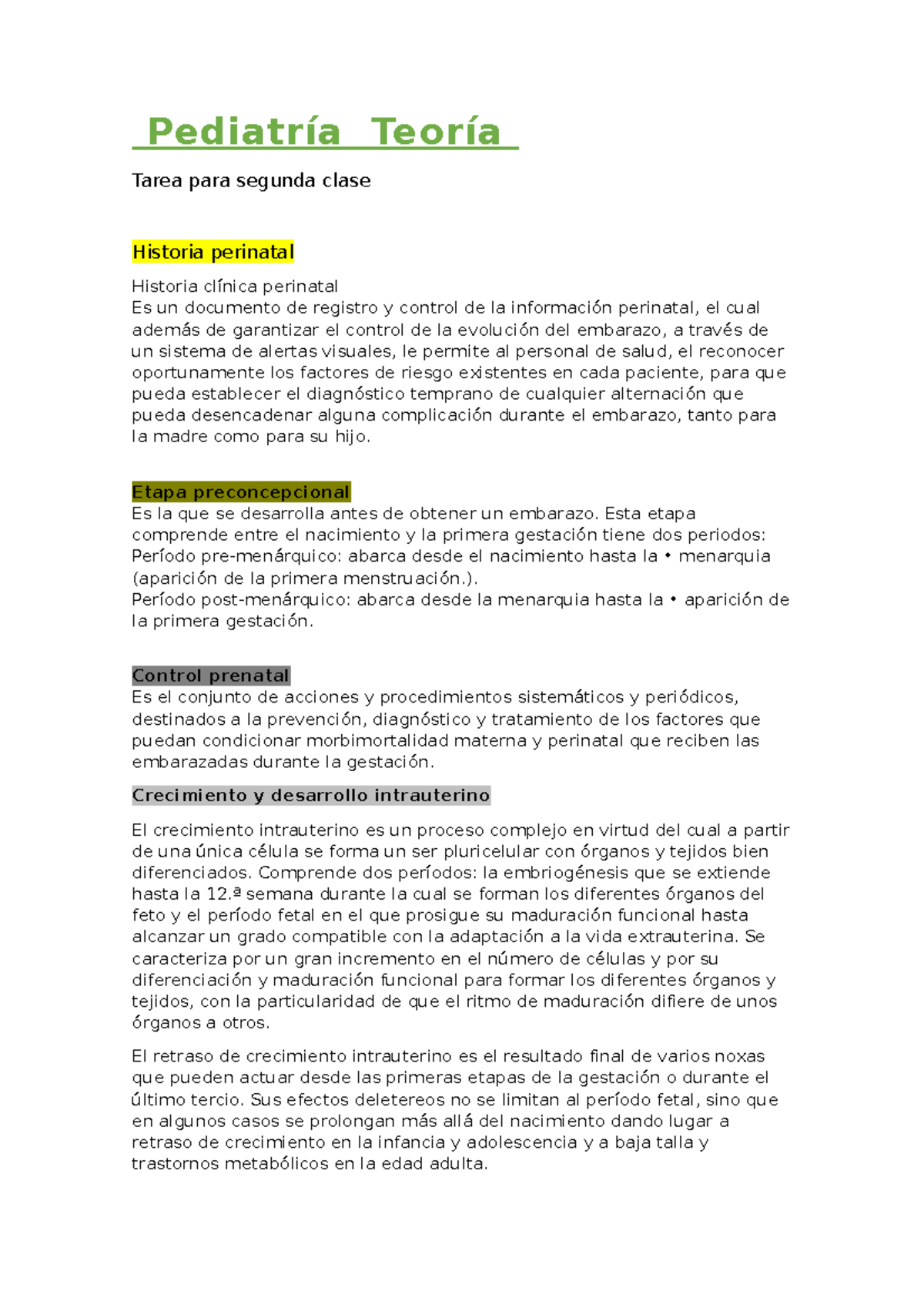 Pediatría Teoría Rosa - ,,,, - Pediatría Teoría Tarea para segunda ...