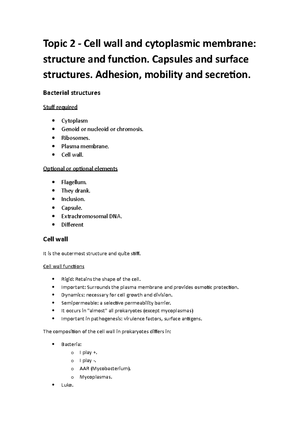 Unit 2 - Lecture Notes 2 - Topic 2 - Cell Wall And Cytoplasmic Membrane ...