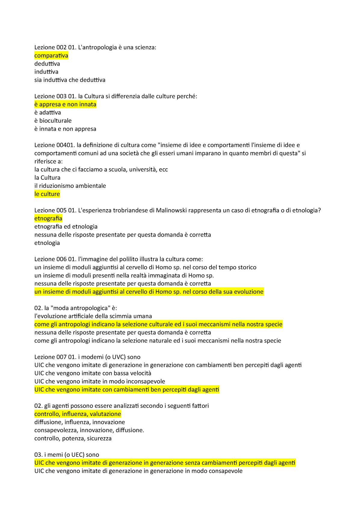 Antropologia domande complete 24 cfu Lezione 002 01 antropologia una