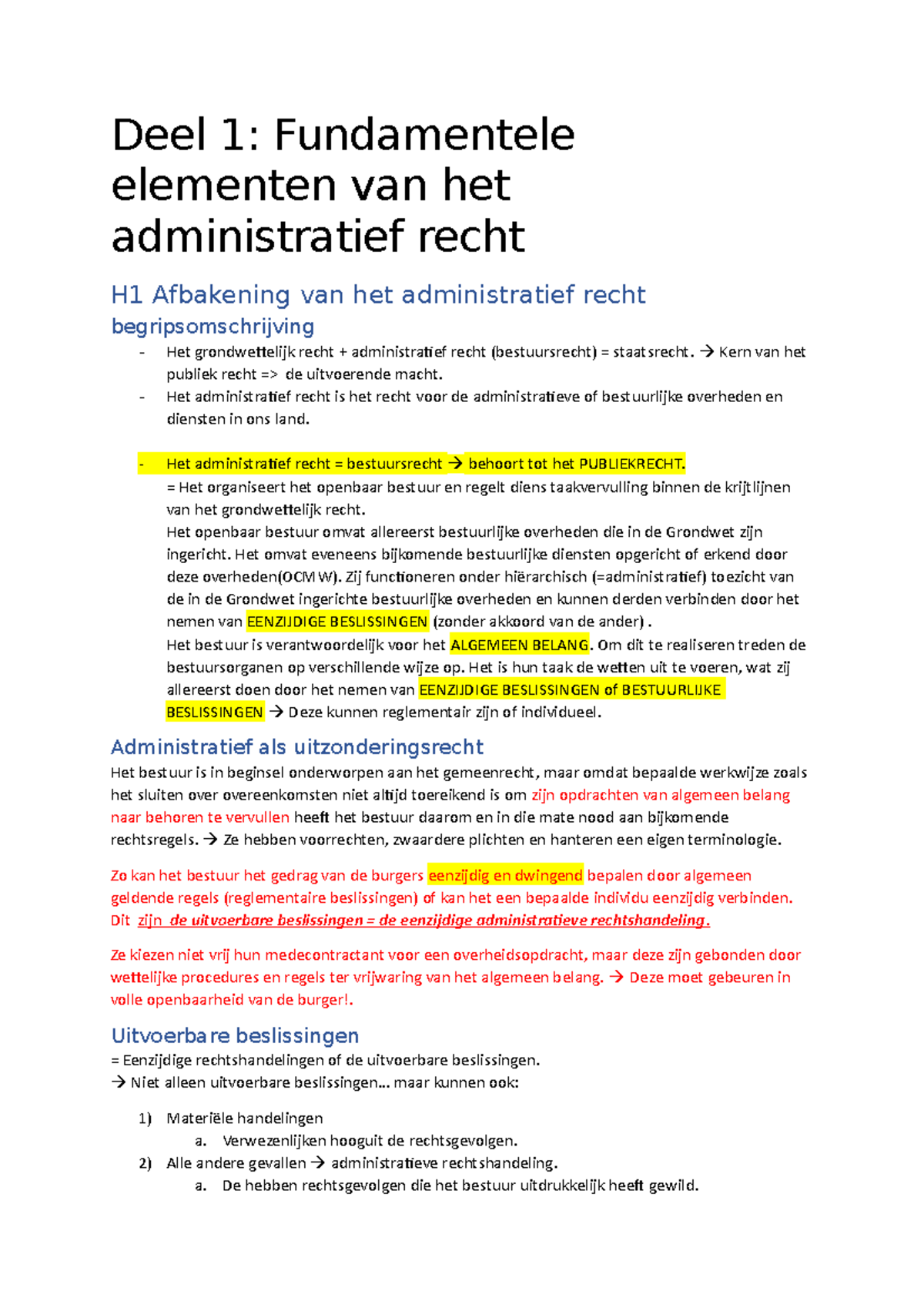 Administratief Recht - Kern Van Het Publiek Recht De Uitvoerende Macht ...