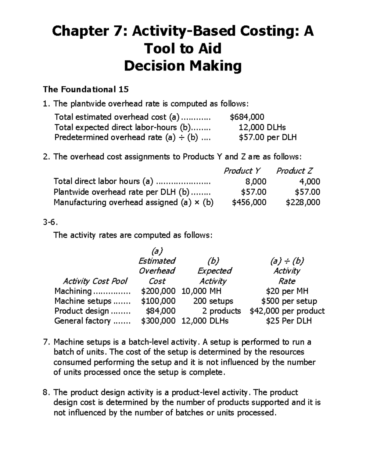 Chapter 7 Foundational 15 - Chapter 7: Activity-Based Costing: A Tool ...